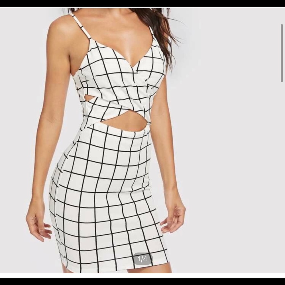 SHEIN Cross Wrap Grid Cami Dress (never worn)